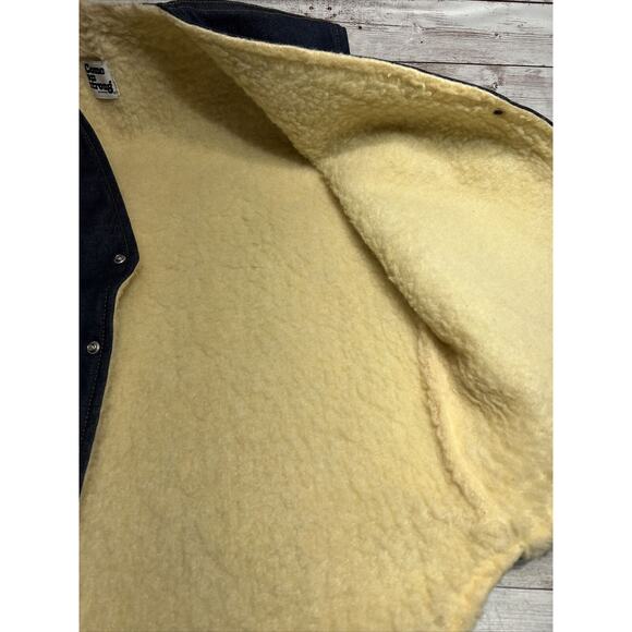 VCome on Strong Vest XL Mens Vintage Denim Shearling Sherpa Lined Snap Up - Picture 8 of 9